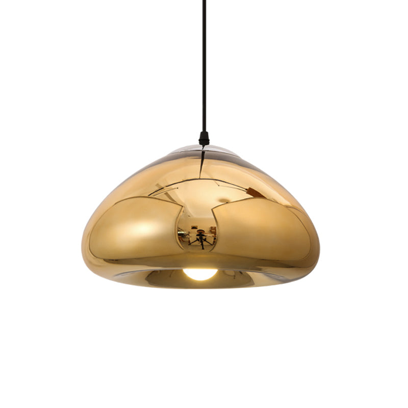 7"/12" W Doublewalled Pendant Lighting Postmodern Silver/Gold/Bronze Glass 1 Bulb Black Ceiling Suspension Lamp over Table Clearhalo 'Ceiling Lights' 'Modern Pendants' 'Modern' 'Pendant Lights' 'Pendants' Lighting' 1937528
