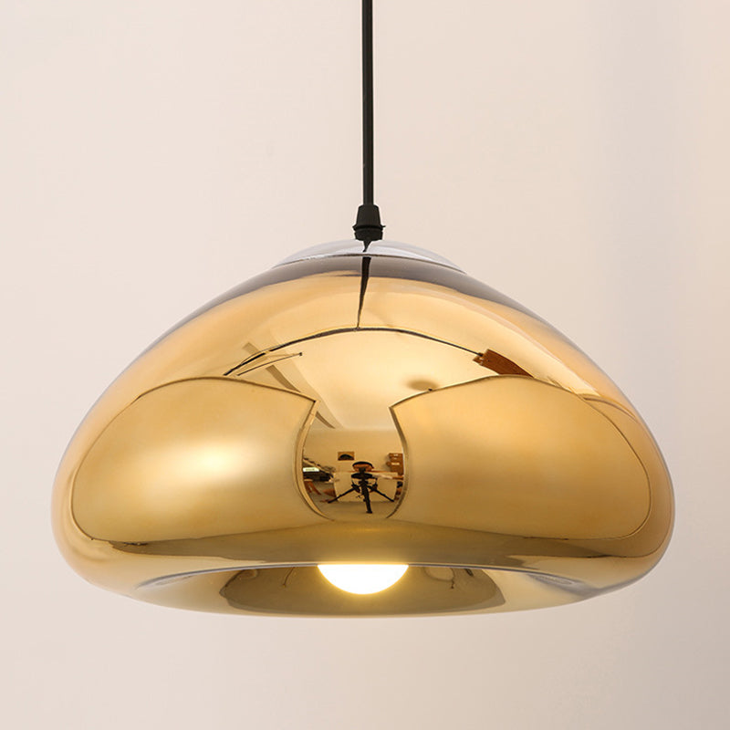 7"/12" W Doublewalled Pendant Lighting Postmodern Silver/Gold/Bronze Glass 1 Bulb Black Ceiling Suspension Lamp over Table Clearhalo 'Ceiling Lights' 'Modern Pendants' 'Modern' 'Pendant Lights' 'Pendants' Lighting' 1937529