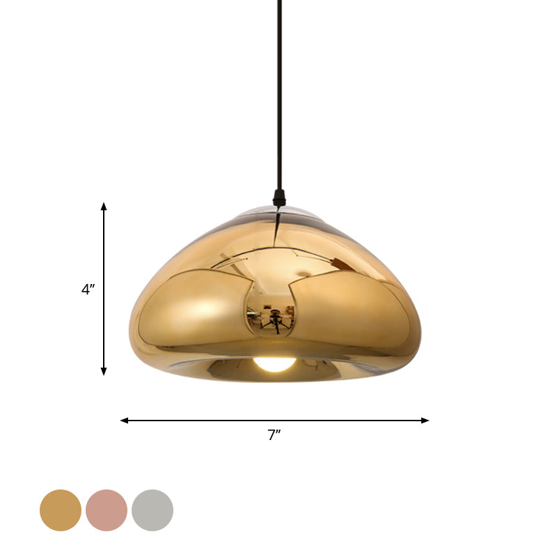 7"/12" W Doublewalled Pendant Lighting Postmodern Silver/Gold/Bronze Glass 1 Bulb Black Ceiling Suspension Lamp over Table Clearhalo 'Ceiling Lights' 'Modern Pendants' 'Modern' 'Pendant Lights' 'Pendants' Lighting' 1937530