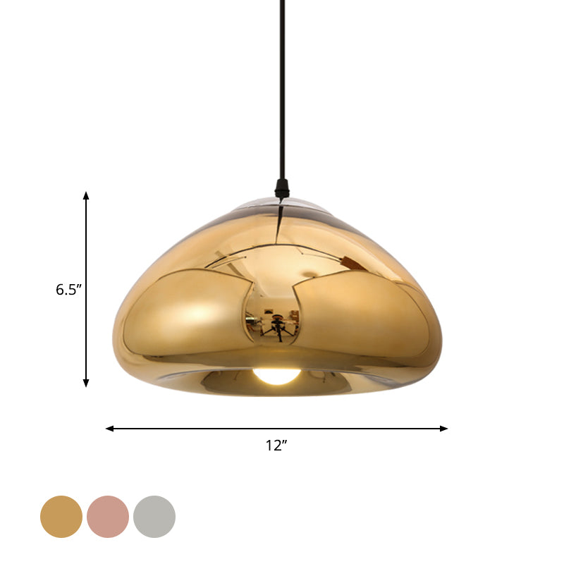 7"/12" W Doublewalled Pendant Lighting Postmodern Silver/Gold/Bronze Glass 1 Bulb Black Ceiling Suspension Lamp over Table Clearhalo 'Ceiling Lights' 'Modern Pendants' 'Modern' 'Pendant Lights' 'Pendants' Lighting' 1937531