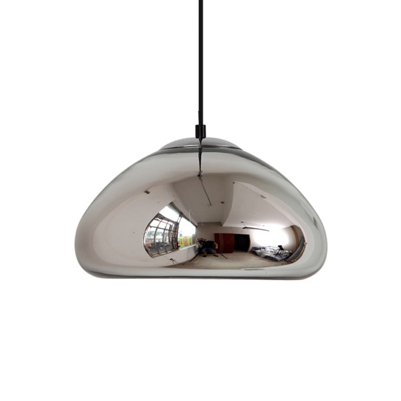 7"/12" W Doublewalled Pendant Lighting Postmodern Silver/Gold/Bronze Glass 1 Bulb Black Ceiling Suspension Lamp over Table Clearhalo 'Ceiling Lights' 'Modern Pendants' 'Modern' 'Pendant Lights' 'Pendants' Lighting' 1937538