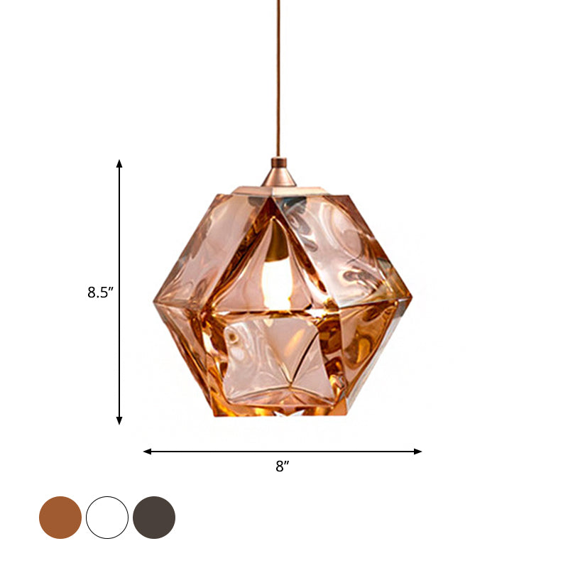 Geometric Pendant Light Fixture Postmodern White/Smoke Grey/Rose Gold Glass 1 Light Dining Room Ceiling Hang Lamp Clearhalo 'Ceiling Lights' 'Glass shade' 'Glass' 'Modern Pendants' 'Modern' 'Pendant Lights' 'Pendants' Lighting' 1937553