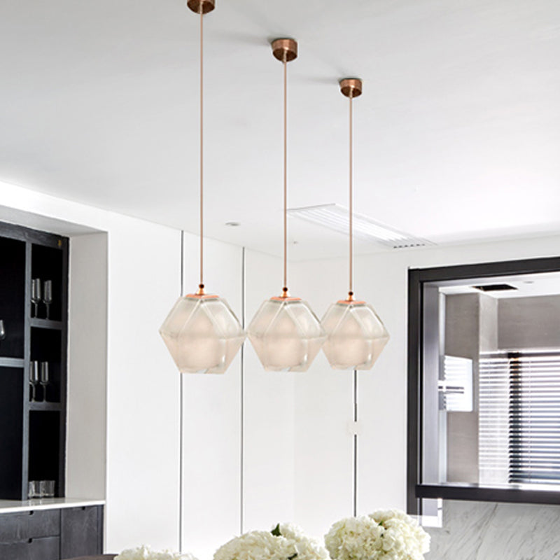 Geometric Pendant Light Fixture Postmodern White/Smoke Grey/Rose Gold Glass 1 Light Dining Room Ceiling Hang Lamp Clearhalo 'Ceiling Lights' 'Glass shade' 'Glass' 'Modern Pendants' 'Modern' 'Pendant Lights' 'Pendants' Lighting' 1937555