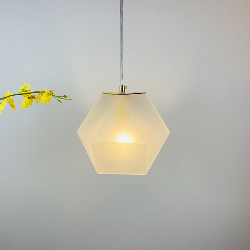 Geometric Pendant Light Fixture Postmodern White/Smoke Grey/Rose Gold Glass 1 Light Dining Room Ceiling Hang Lamp Clearhalo 'Ceiling Lights' 'Glass shade' 'Glass' 'Modern Pendants' 'Modern' 'Pendant Lights' 'Pendants' Lighting' 1937556