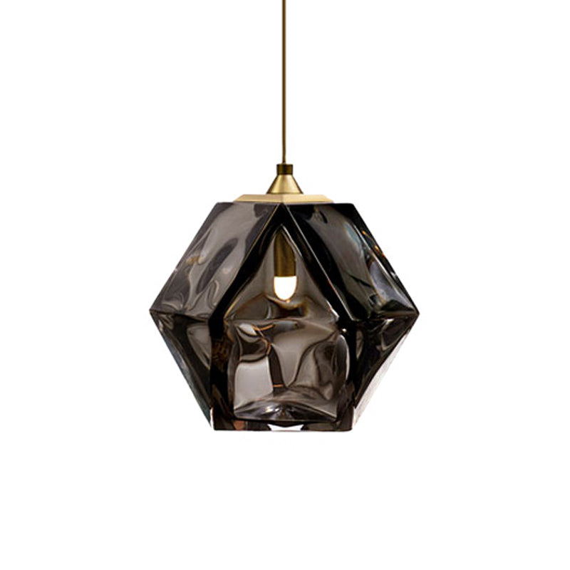 Geometric Pendant Light Fixture Postmodern White/Smoke Grey/Rose Gold Glass 1 Light Dining Room Ceiling Hang Lamp Clearhalo 'Ceiling Lights' 'Glass shade' 'Glass' 'Modern Pendants' 'Modern' 'Pendant Lights' 'Pendants' Lighting' 1937561