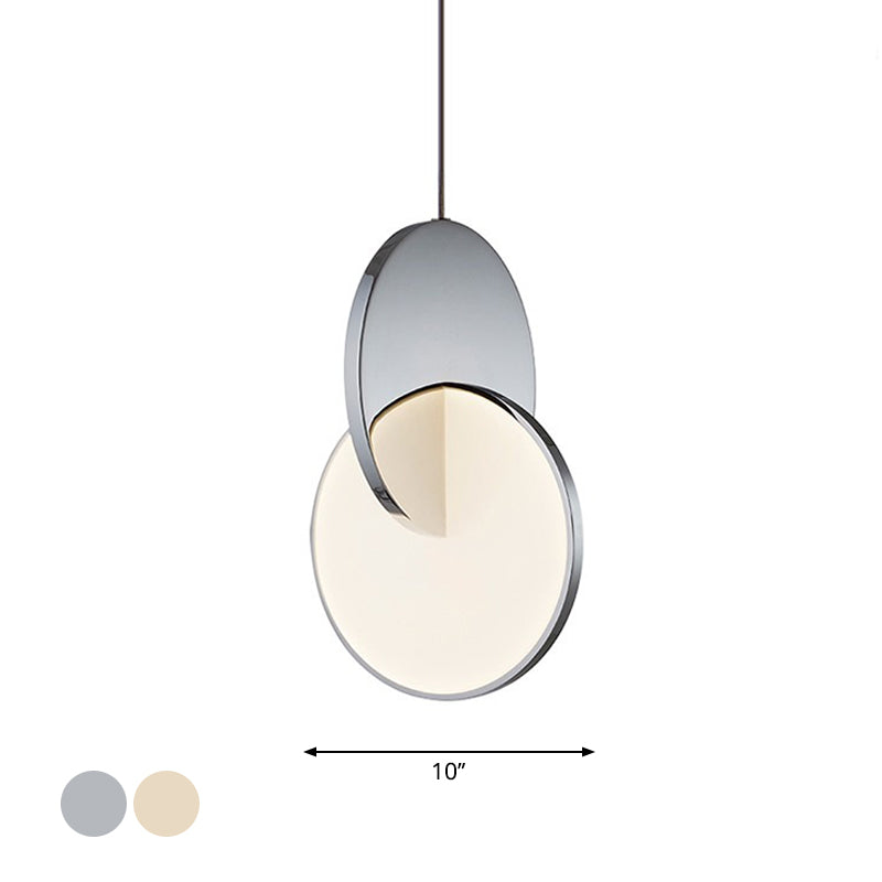 Novelty Minimalist LED Pendulum Light Chrome/Gold Interlocked Disc Ceiling Pendant Lamp with Acrylic Shade, 7"/10" W Clearhalo 'Ceiling Lights' 'Modern Pendants' 'Modern' 'Pendant Lights' 'Pendants' Lighting' 1937610