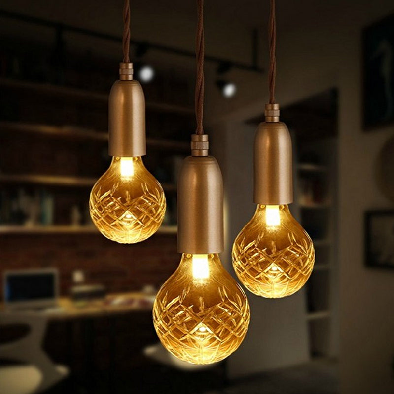 Clear Lattice Glass Droplet Pendant Minimalistic Single-Bulb Gold Hanging Ceiling Light Gold Clearhalo 'Ceiling Lights' 'Chandeliers' 'Glass shade' 'Glass' 'Modern Pendants' 'Modern' 'Pendant Lights' 'Pendants' Lighting' 1937617