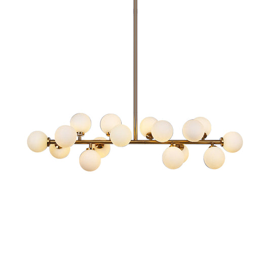 Bubbled Island Light Fixture Postmodern Opal Frosted Glass 16 Bulbs Gold Pendant Ceiling Light Clearhalo 'Ceiling Lights' 'Glass shade' 'Glass' 'Island Lights' Lighting' 1937669