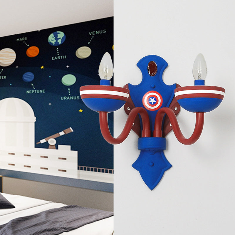 Blue & Red Candy Wall Light with Star 2 Lights American Style Glass Wall Sconce for Boys Bedroom Clearhalo 'Wall Lamps & Sconces' 'Wall Lights' Lighting' 193767