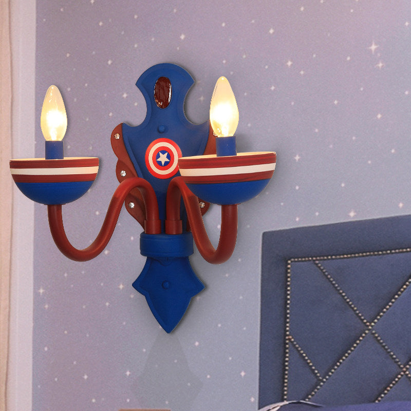 Blue & Red Candy Wall Light with Star 2 Lights American Style Glass Wall Sconce for Boys Bedroom Clearhalo 'Wall Lamps & Sconces' 'Wall Lights' Lighting' 193768