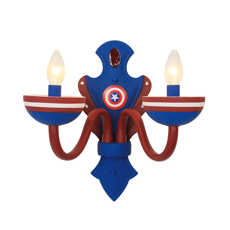 Blue & Red Candy Wall Light with Star 2 Lights American Style Glass Wall Sconce for Boys Bedroom Clearhalo 'Wall Lamps & Sconces' 'Wall Lights' Lighting' 193769