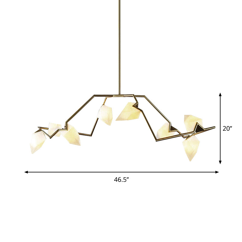 Tree Branch Ceiling Suspension Lamp Modern Milk Glass 5/8 Bulbs Dining Room Hanging Light Fixture in Black/Gold Clearhalo 'Ceiling Lights' 'Island Lights' Lighting' 1937703