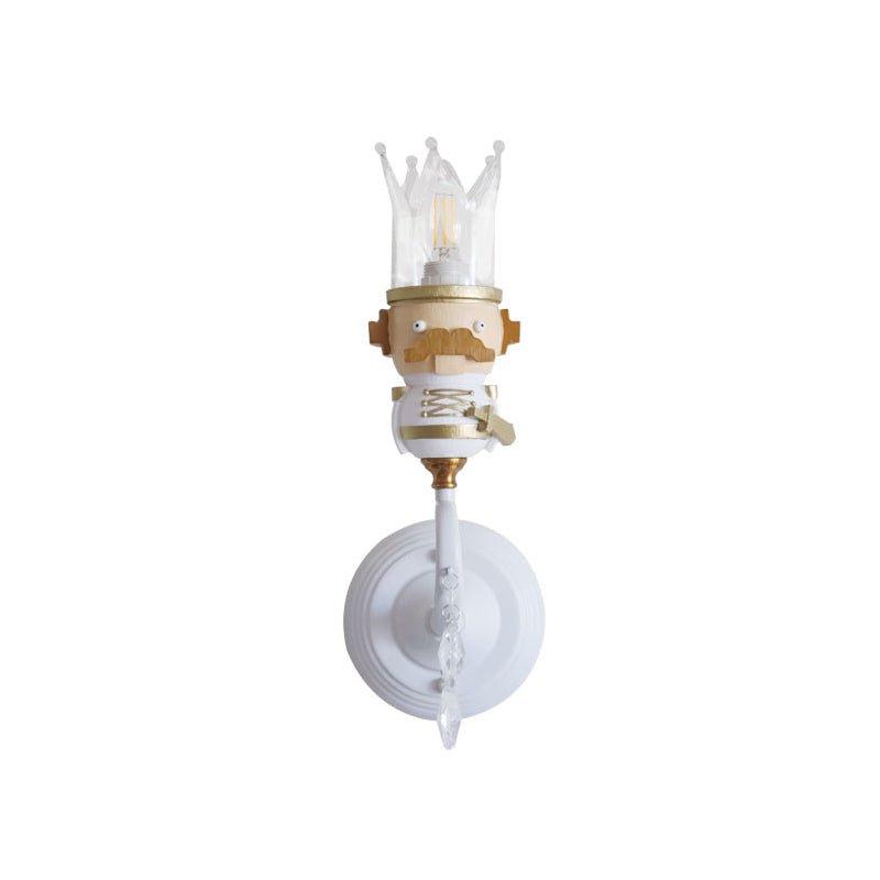 Single Light King Sconce Light with Clear Crystal Cartoon Resin Sconce Lamp in White for Stair Foyer Clearhalo 'Wall Lamps & Sconces' 'Wall Lights' Lighting' 193774