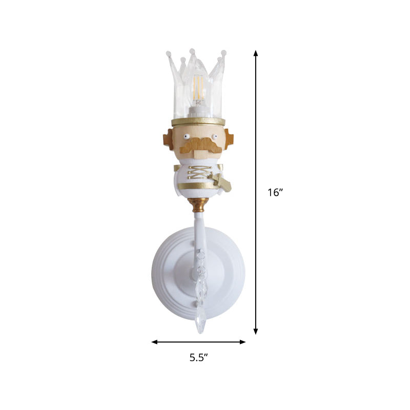 Single Light King Sconce Light with Clear Crystal Cartoon Resin Sconce Lamp in White for Stair Foyer Clearhalo 'Wall Lamps & Sconces' 'Wall Lights' Lighting' 193775