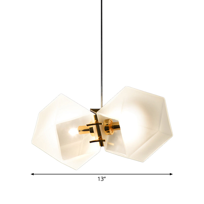 Frosted White Glass Honeycomb Island Lamp Modern Style 2/4/8-Light Brass Ceiling Hang Light for Living Room Clearhalo 'Ceiling Lights' 'Glass shade' 'Glass' 'Island Lights' Lighting' 1937754