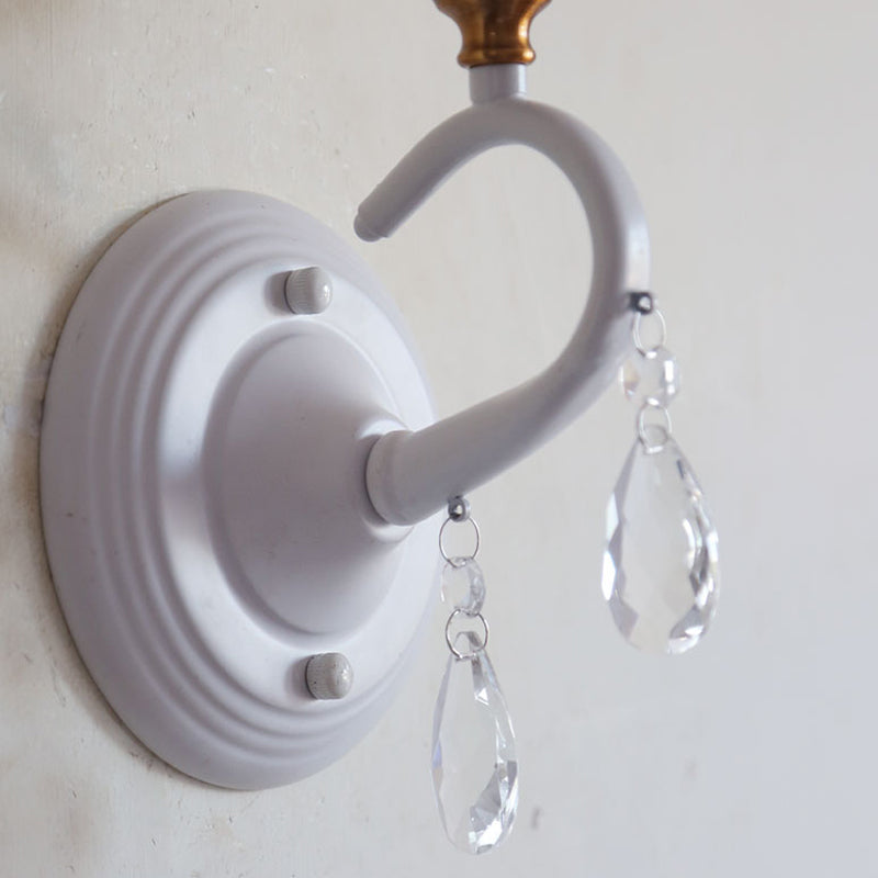 Single Light King Sconce Light with Clear Crystal Cartoon Resin Sconce Lamp in White for Stair Foyer Clearhalo 'Wall Lamps & Sconces' 'Wall Lights' Lighting' 193778