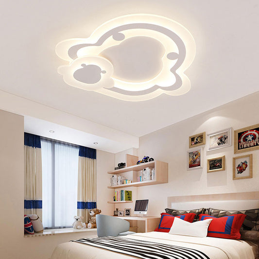 Cute Slim Panel Ceiling Mount Light Acrylic White Finish Flush Light for Adult Bedroom White Dolphin Clearhalo 'Ceiling Lights' 'Close To Ceiling Lights' 'Close to ceiling' 'Flush mount' Lighting' 193783