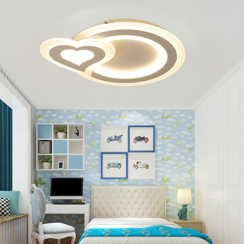 Cute Slim Panel Ceiling Mount Light Acrylic White Finish Flush Light for Adult Bedroom White Loving Heart Clearhalo 'Ceiling Lights' 'Close To Ceiling Lights' 'Close to ceiling' 'Flush mount' Lighting' 193786