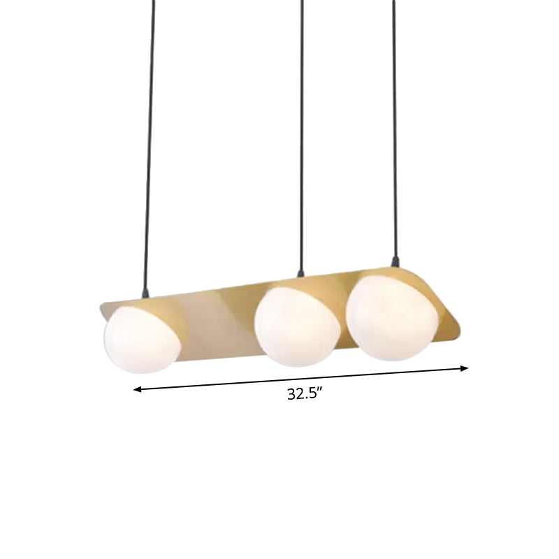 V/Z/Horizontal Chandelier Pendant Postmodern Frosted White Ball Glass 2/3/4 Heads Gold Hanging Ceiling Light Clearhalo 'Ceiling Lights' 'Chandeliers' 'Modern Chandeliers' 'Modern' Lighting' 1937879