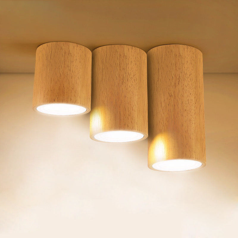 Round/Square Mini Corridor Ceiling Lamp Wooden 4"/6"/8" H LED Nordic Flush Mount Lighting in Beige Wood 8" Round Clearhalo 'Ceiling Lights' 'Close To Ceiling Lights' 'Close to ceiling' 'Flush mount' Lighting' 1937925