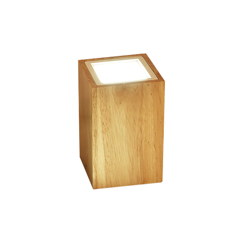 Round/Square Mini Corridor Ceiling Lamp Wooden 4"/6"/8" H LED Nordic Flush Mount Lighting in Beige Clearhalo 'Ceiling Lights' 'Close To Ceiling Lights' 'Close to ceiling' 'Flush mount' Lighting' 1937945