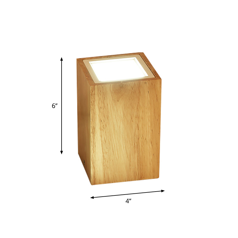 Round/Square Mini Corridor Ceiling Lamp Wooden 4"/6"/8" H LED Nordic Flush Mount Lighting in Beige Clearhalo 'Ceiling Lights' 'Close To Ceiling Lights' 'Close to ceiling' 'Flush mount' Lighting' 1937946