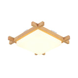 Wood Chessboard Shaped Flush Mount Nordic 15"/16.5"/20.5" Wide LED Acrylic Ceiling Light Fixture in Warm/White Light Clearhalo 'Ceiling Lights' 'Close To Ceiling Lights' 'Close to ceiling' 'Flush mount' Lighting' 1937965