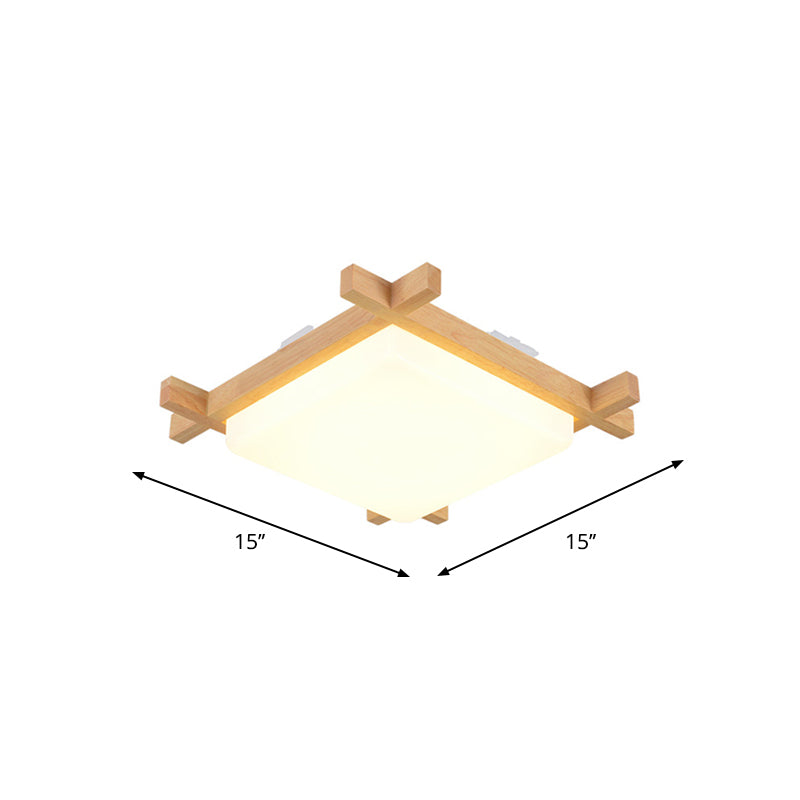 Wood Chessboard Shaped Flush Mount Nordic 15"/16.5"/20.5" Wide LED Acrylic Ceiling Light Fixture in Warm/White Light Clearhalo 'Ceiling Lights' 'Close To Ceiling Lights' 'Close to ceiling' 'Flush mount' Lighting' 1937966