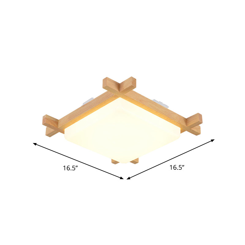 Wood Chessboard Shaped Flush Mount Nordic 15"/16.5"/20.5" Wide LED Acrylic Ceiling Light Fixture in Warm/White Light Clearhalo 'Ceiling Lights' 'Close To Ceiling Lights' 'Close to ceiling' 'Flush mount' Lighting' 1937967