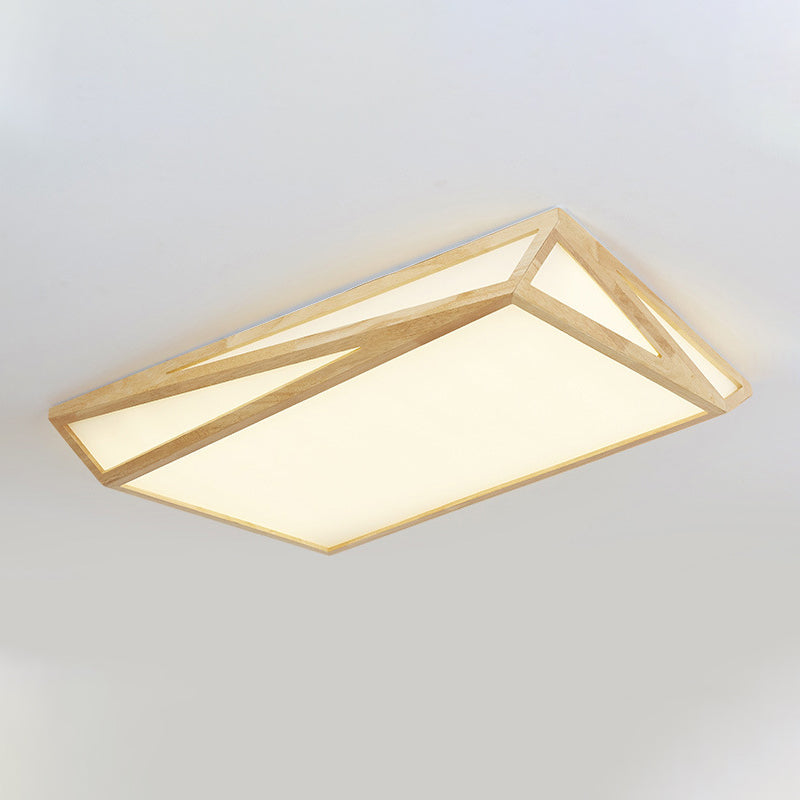 Square/Rectangle Box Ceiling Fixture Modernism Wood Living Room LED Flush Mount Lamp in Warm/White Light, 16"/19"/38" W Clearhalo 'Ceiling Lights' 'Close To Ceiling Lights' 'Close to ceiling' 'Flush mount' Lighting' 1937978