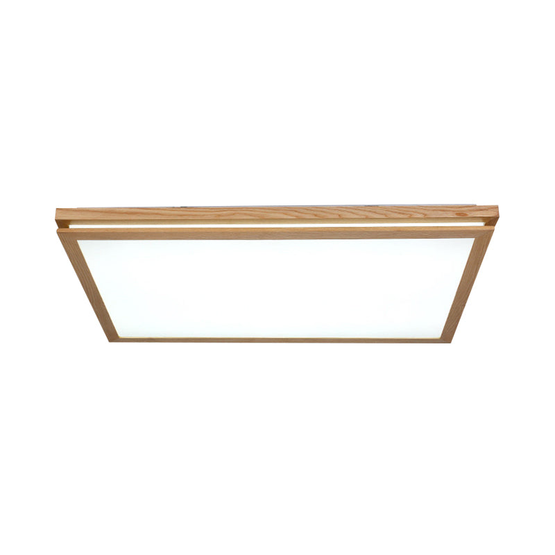 19.5"/25.5"/37.5" W Living Room LED Ceiling Lighting Modern Wood Flush Mount Light with Square/Rectangle Acrylic Shade, Warm/White Light Clearhalo 'Ceiling Lights' 'Close To Ceiling Lights' 'Close to ceiling' 'Flush mount' Lighting' 1938018