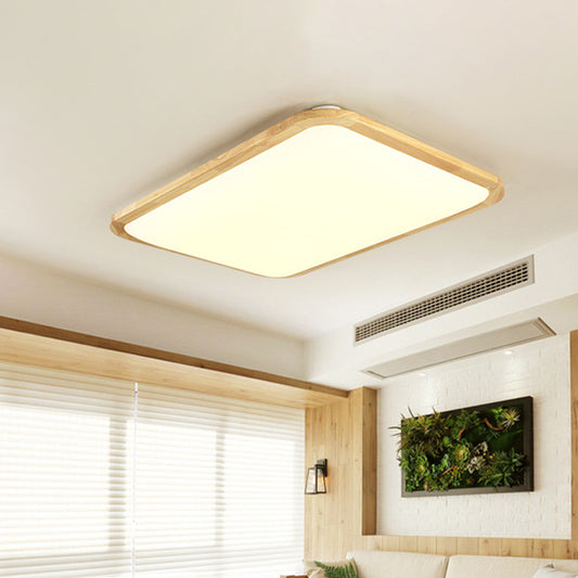 Nordic Rectangular/Square LED Flush Light Acrylic Corridor Ceiling Mount Light with Rounded Corner in Wood, 14"/23"/39" Width Clearhalo 'Ceiling Lights' 'Close To Ceiling Lights' 'Close to ceiling' 'Flush mount' Lighting' 1938028