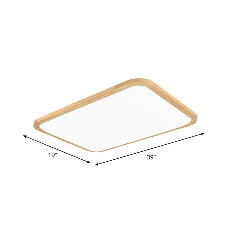 Nordic Rectangular/Square LED Flush Light Acrylic Corridor Ceiling Mount Light with Rounded Corner in Wood, 14"/23"/39" Width Clearhalo 'Ceiling Lights' 'Close To Ceiling Lights' 'Close to ceiling' 'Flush mount' Lighting' 1938031