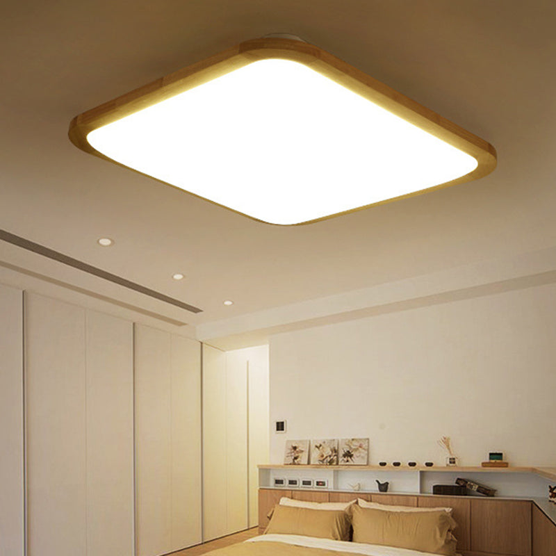 Nordic Rectangular/Square LED Flush Light Acrylic Corridor Ceiling Mount Light with Rounded Corner in Wood, 14"/23"/39" Width Clearhalo 'Ceiling Lights' 'Close To Ceiling Lights' 'Close to ceiling' 'Flush mount' Lighting' 1938033