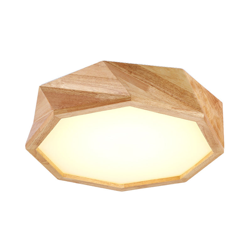 Geometrical Ceiling Lamp Modern Wooden Beige LED Flush Mount Light in Warm/White Light for Hotel, 18"/21.5"/27" Wide Clearhalo 'Ceiling Lights' 'Close To Ceiling Lights' 'Close to ceiling' 'Flush mount' Lighting' 1938062