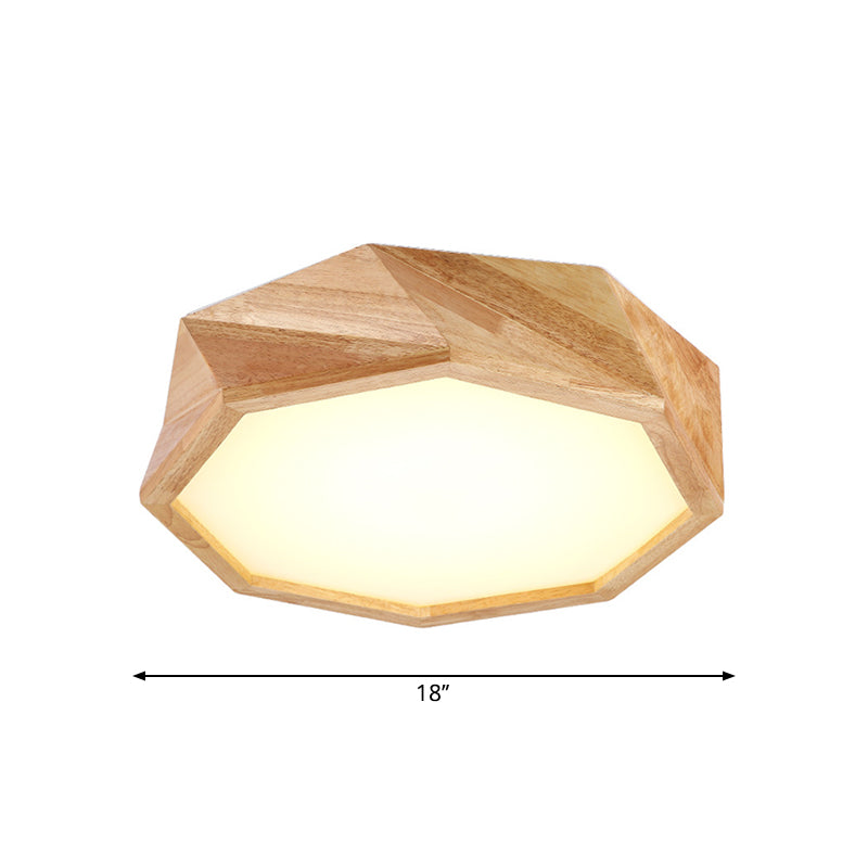 Geometrical Ceiling Lamp Modern Wooden Beige LED Flush Mount Light in Warm/White Light for Hotel, 18"/21.5"/27" Wide Clearhalo 'Ceiling Lights' 'Close To Ceiling Lights' 'Close to ceiling' 'Flush mount' Lighting' 1938063