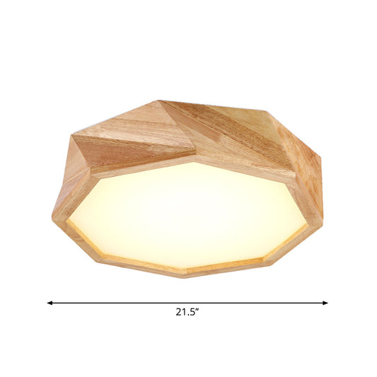 Geometrical Ceiling Lamp Modern Wooden Beige LED Flush Mount Light in Warm/White Light for Hotel, 18"/21.5"/27" Wide Clearhalo 'Ceiling Lights' 'Close To Ceiling Lights' 'Close to ceiling' 'Flush mount' Lighting' 1938064