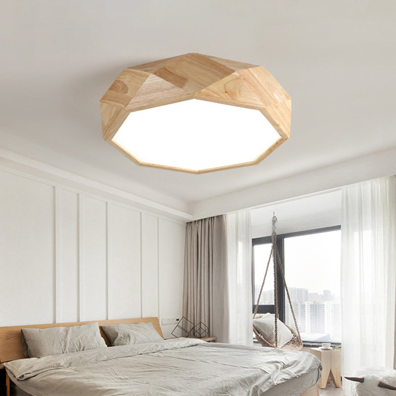 Wooden Octagon Ceiling Flushmount Lamp Nordic 18"/21.5"/25.5" Wide LED Beige Flush Light Fixture in Warm/White Light Clearhalo 'Ceiling Lights' 'Close To Ceiling Lights' 'Close to ceiling' 'Flush mount' Lighting' 1938067