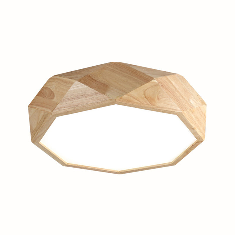 Wooden Octagon Ceiling Flushmount Lamp Nordic 18"/21.5"/25.5" Wide LED Beige Flush Light Fixture in Warm/White Light Clearhalo 'Ceiling Lights' 'Close To Ceiling Lights' 'Close to ceiling' 'Flush mount' Lighting' 1938068