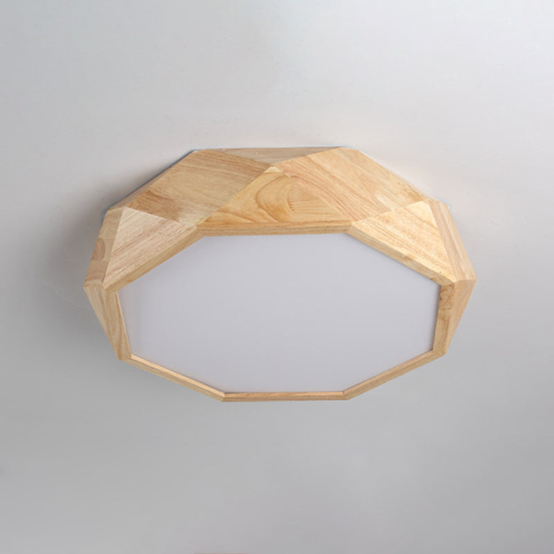 Wooden Octagon Ceiling Flushmount Lamp Nordic 18"/21.5"/25.5" Wide LED Beige Flush Light Fixture in Warm/White Light Clearhalo 'Ceiling Lights' 'Close To Ceiling Lights' 'Close to ceiling' 'Flush mount' Lighting' 1938069