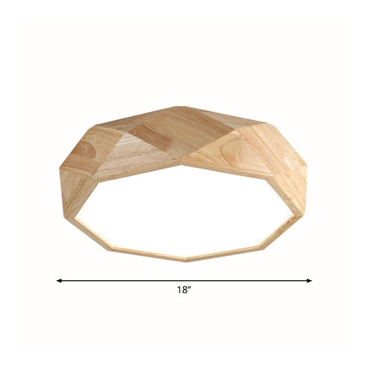 Wooden Octagon Ceiling Flushmount Lamp Nordic 18"/21.5"/25.5" Wide LED Beige Flush Light Fixture in Warm/White Light Clearhalo 'Ceiling Lights' 'Close To Ceiling Lights' 'Close to ceiling' 'Flush mount' Lighting' 1938070