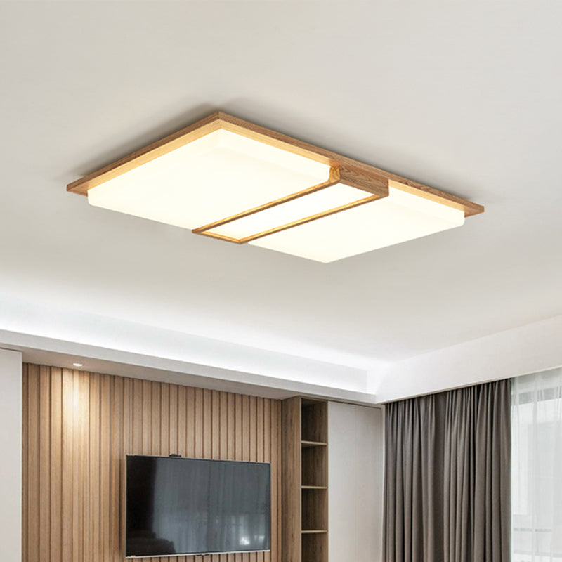 Symmetric Shaped LED Flush Mount Light Simplicity Wooden Beige Ceiling Lamp in Warm/White Light, 17"/33.5"/40.5" Wide Clearhalo 'Ceiling Lights' 'Close To Ceiling Lights' 'Close to ceiling' 'Flush mount' Lighting' 1938081