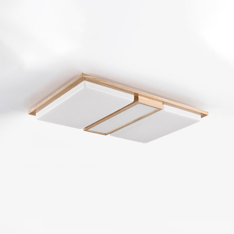 Symmetric Shaped LED Flush Mount Light Simplicity Wooden Beige Ceiling Lamp in Warm/White Light, 17"/33.5"/40.5" Wide Clearhalo 'Ceiling Lights' 'Close To Ceiling Lights' 'Close to ceiling' 'Flush mount' Lighting' 1938083