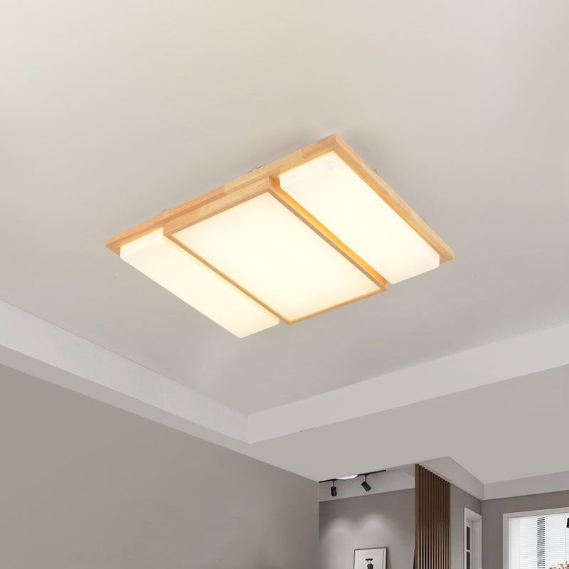 Symmetric Shaped LED Flush Mount Light Simplicity Wooden Beige Ceiling Lamp in Warm/White Light, 17"/33.5"/40.5" Wide Clearhalo 'Ceiling Lights' 'Close To Ceiling Lights' 'Close to ceiling' 'Flush mount' Lighting' 1938086