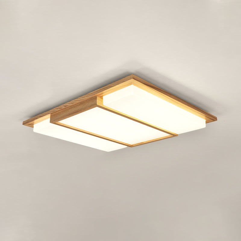 Symmetric Shaped LED Flush Mount Light Simplicity Wooden Beige Ceiling Lamp in Warm/White Light, 17"/33.5"/40.5" Wide Clearhalo 'Ceiling Lights' 'Close To Ceiling Lights' 'Close to ceiling' 'Flush mount' Lighting' 1938088