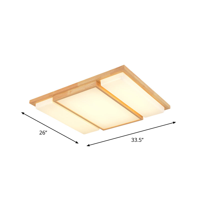 Symmetric Shaped LED Flush Mount Light Simplicity Wooden Beige Ceiling Lamp in Warm/White Light, 17"/33.5"/40.5" Wide Clearhalo 'Ceiling Lights' 'Close To Ceiling Lights' 'Close to ceiling' 'Flush mount' Lighting' 1938089