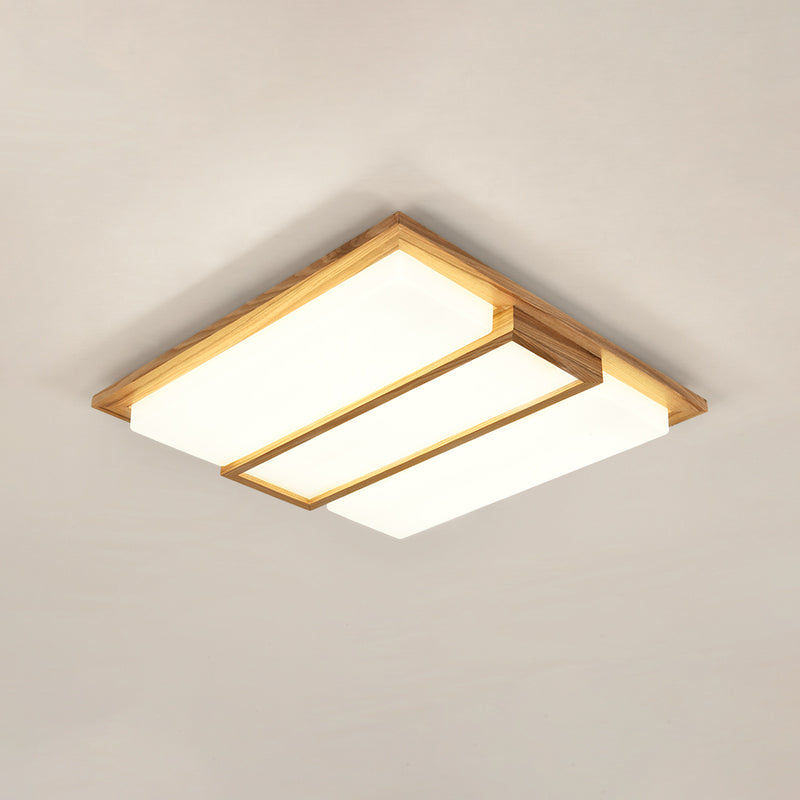 Symmetric Shaped LED Flush Mount Light Simplicity Wooden Beige Ceiling Lamp in Warm/White Light, 17"/33.5"/40.5" Wide Clearhalo 'Ceiling Lights' 'Close To Ceiling Lights' 'Close to ceiling' 'Flush mount' Lighting' 1938093