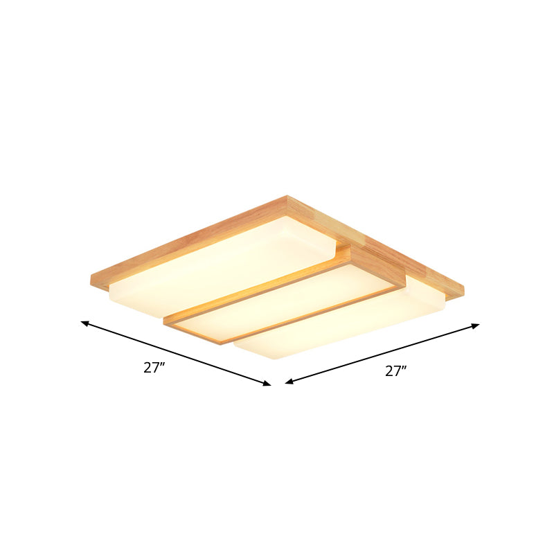 Symmetric Shaped LED Flush Mount Light Simplicity Wooden Beige Ceiling Lamp in Warm/White Light, 17"/33.5"/40.5" Wide Clearhalo 'Ceiling Lights' 'Close To Ceiling Lights' 'Close to ceiling' 'Flush mount' Lighting' 1938094