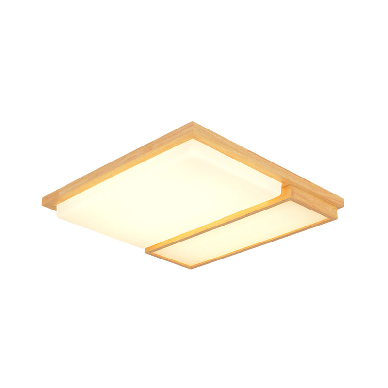 Symmetric Shaped LED Flush Mount Light Simplicity Wooden Beige Ceiling Lamp in Warm/White Light, 17"/33.5"/40.5" Wide Clearhalo 'Ceiling Lights' 'Close To Ceiling Lights' 'Close to ceiling' 'Flush mount' Lighting' 1938096