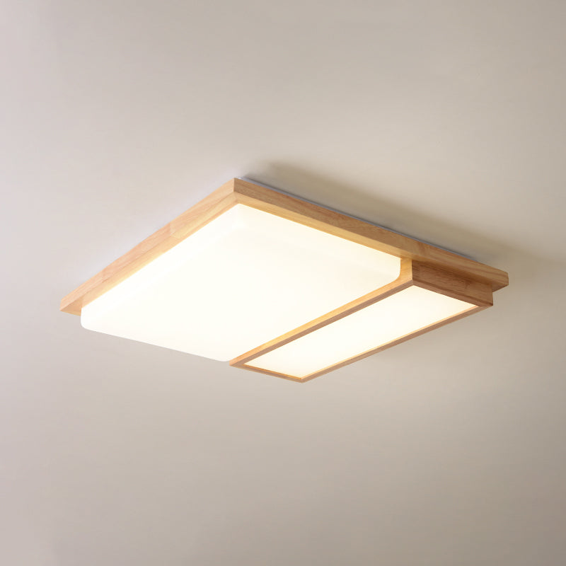 Symmetric Shaped LED Flush Mount Light Simplicity Wooden Beige Ceiling Lamp in Warm/White Light, 17"/33.5"/40.5" Wide Clearhalo 'Ceiling Lights' 'Close To Ceiling Lights' 'Close to ceiling' 'Flush mount' Lighting' 1938097